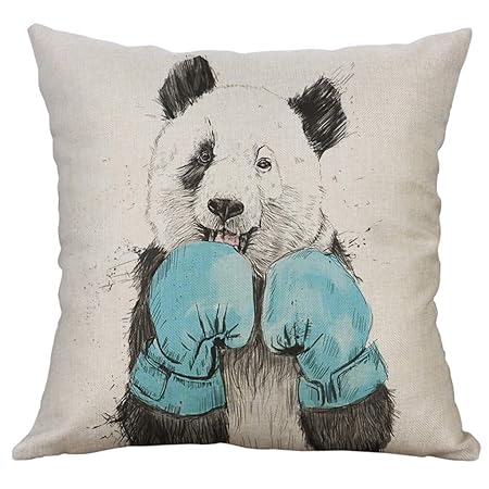 Xmiral Kissenbezüge Leinen Süßes Tier Drucken Weiß Sofakissen Zierkissenbezüge Zwei Größen