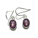 Natural 6-Star Red Ruby 925 Solid Sterling Silver Earrings 25mm