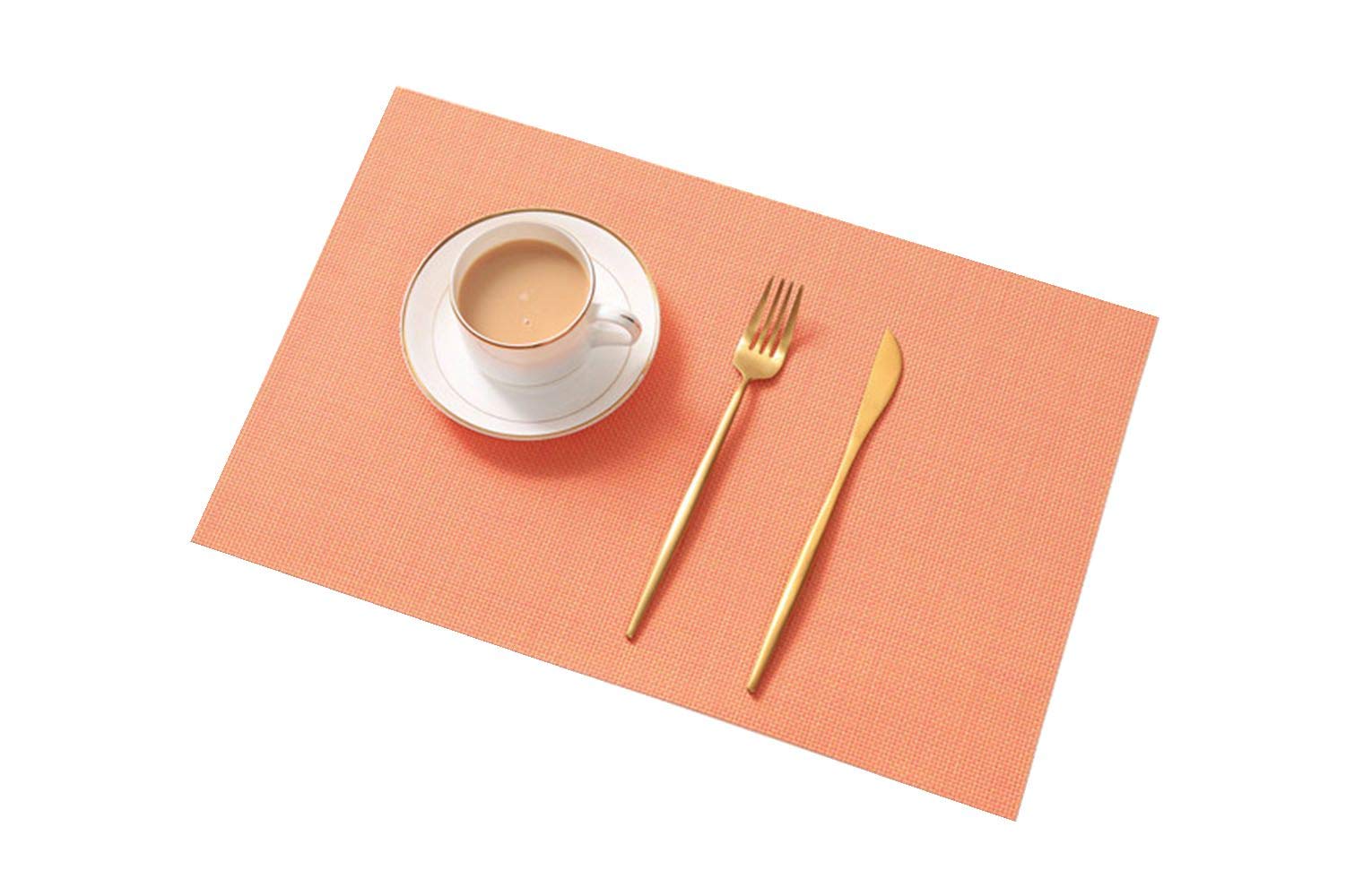 Table Mats (Set of 6),New Non-slip Insulation Washable Quick Drying Decorative Placemat,Orange