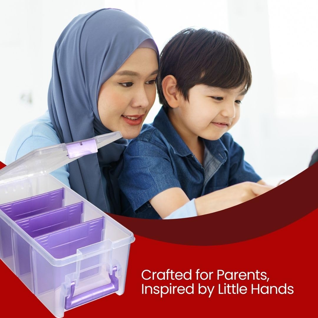 ArtBin Semi Satchel Portable Craft Organizer with 3 Dividers - Clear Plastic Storage Case for Art & Craft Supplies