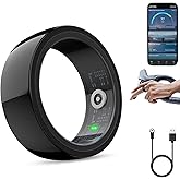 Smart Ring for Women & Men, Smart Ring HealthTracker,Heart Rate, Blood Oxygen,Sleep Monitoring, Step Counting, IP68 Waterproof,Remote Camera&Music Control,No App Fee for iPhone & Android(Black, #9)