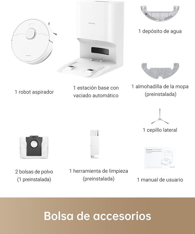 D10 Plus Gen 2 Robot Aspirador con Base Autovaciado, 6.000Pa