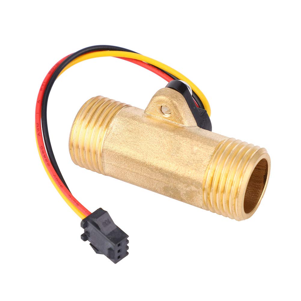 Garosa G1/2" Water Flow Hall Effect Sensor Switch 52mm Long Male Thread Flowmeter Counter 1-30L/min