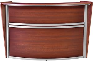 Romig Regency Marque Single-Unit Reception Curved Desk Workstation “72W x 32D” - Cherry