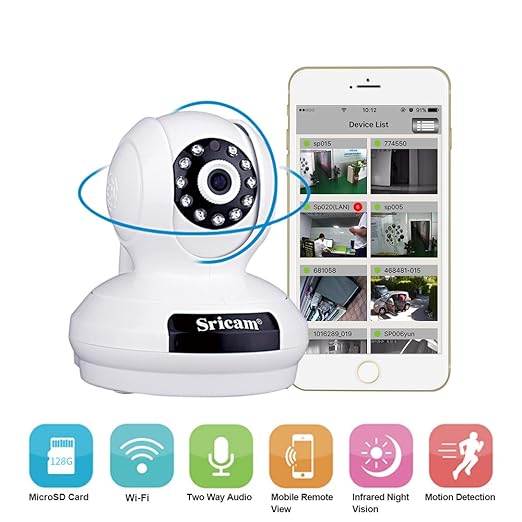 title=LESHP Telecamera di Sorveglianza IP Camera 2MP HD 1080P Wireless LED IR LAN WIFI