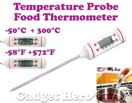 Gadget Heros Pen Type Digital Food Probe Meat Thermometer Sensor BBQ Kitchen Cooking Tool. White.