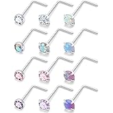 Uzgtvy 18G 20G 22G Opal Nose Rings Studs Surgical Steel Nose Nostril Piercing Jewelry for Women Men Opal CZ Size 1.5mm 2mm