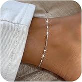 Gold Anklet Silver Ankle Bracelets for Women, 14k Gold Plated Anklets for Women Waterproof Adjustable Hypoallergenic Cute Dainty Simple Twist Chain Anklet Trendy Foot Jewelry Gift