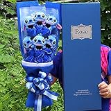 Artificial Lovely Cartoon Plush Toys Stitch Festivals Gift Bouquet with Fake Flowers For Valentine's Day Wedding Party Decora (1)