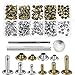Bememo 120 Set Leather Rivets Double Cap Rivet Buttons with Setting Tool Kit and Storage Box for DIY Leather Craft, 3 Sizes (Silver and Bronze)