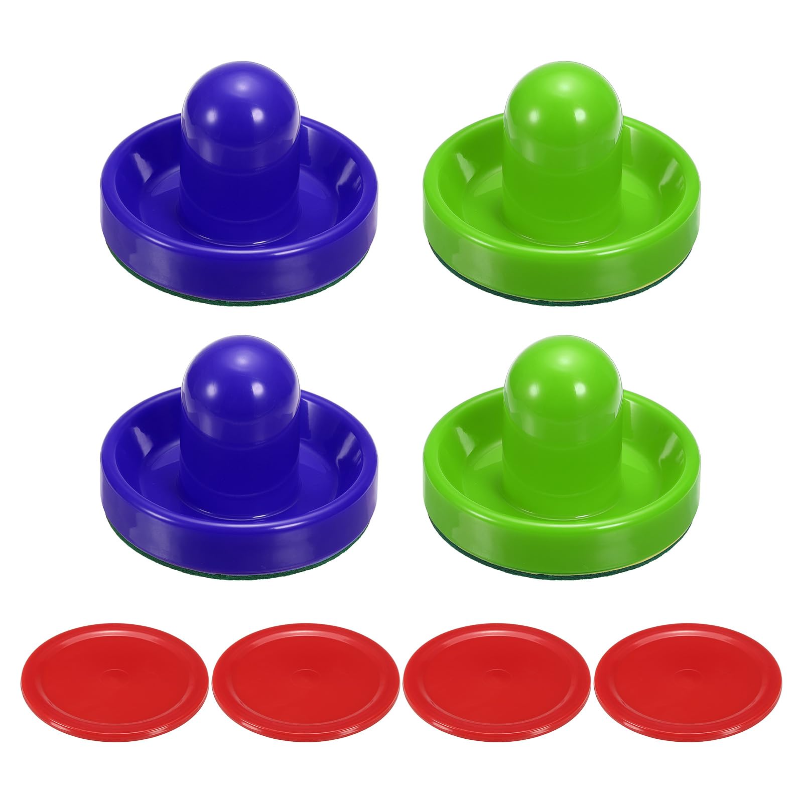 PATIKIL 96mm Air Hockey Pushers 2 Colors and Air Hockey Pucks, Handles Paddles Replacement Accessory(4 Pushers with Pads, 4 Pucks)