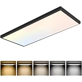 GT-Lite 2'x4'5500 Lumen LED Flat Panel,Flush Mount and Drop Ceiling | Black Trim 5 CCT, 3 Level Dim,CRI 90 for Home and Office (2x4 Feet)