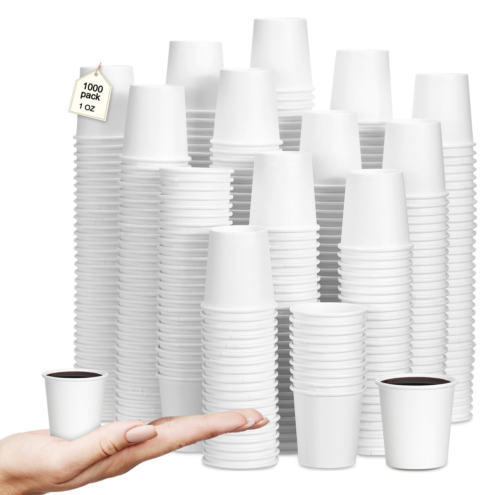 Photo 1 of Jingmore 1000 Pcs 1 oz Mini Coffee Cups Disposable Espresso Paper Cups Bathroom Mouthwash Mugs Disposable Medicine Mugs for Travel Picnic Barbecue Party(Classic Style)