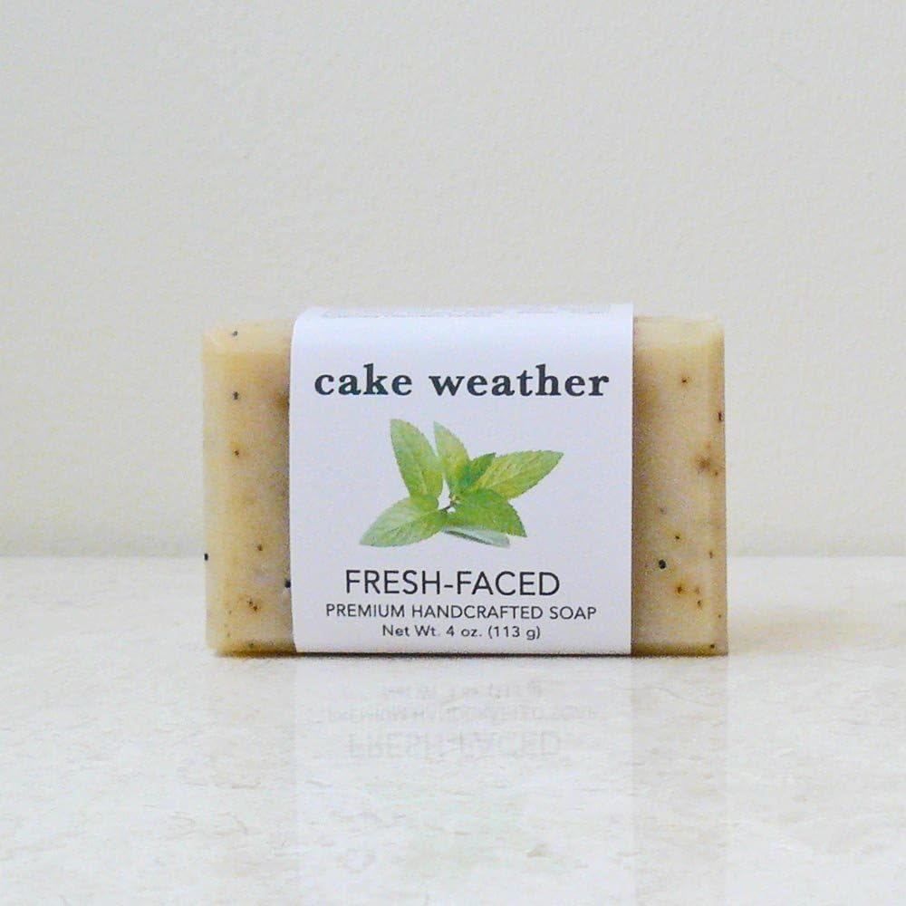 FRESH-FACED - Tea Tree & Mint Natural Clarifying Soap - Ethically Made in the USA for Face + Body, Helps Cleanse Acne, Oily and Combination Skin