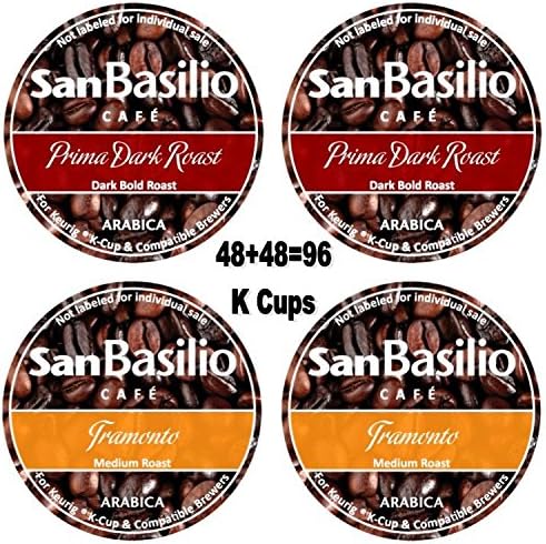 K cups Coffee by San Basilio 96 K Cups Mix Pack 48 Dark + 48 Medium 100% Arabica Coffee (96 Pack)