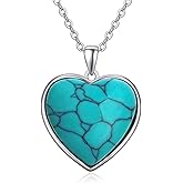 QMTIHU Genuine Turquoise Necklace for Women S925 Sterling Silver Turquoise Pendant Jewelry Gift for Mom