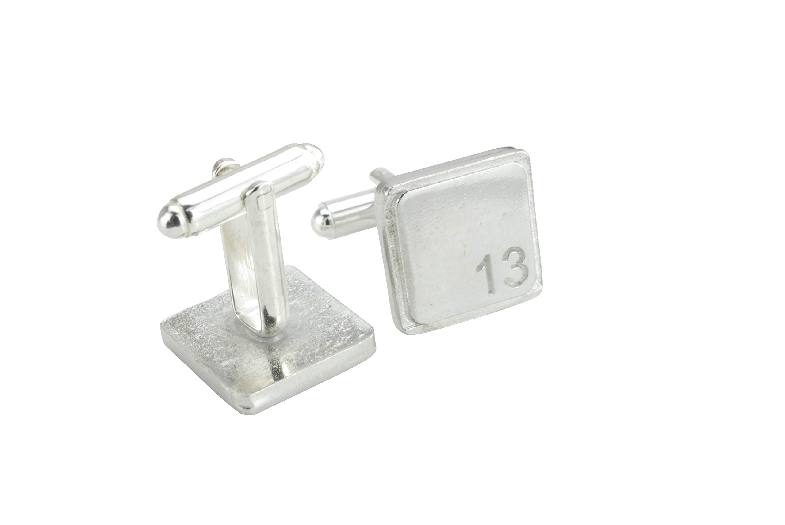 Square Cufflinks with ‘13’ Engraved - 13th Anniversary