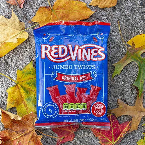 Red Vines Jumbo Licorice, Original Red Flavor, 8oz Bags (12 Pack), Soft