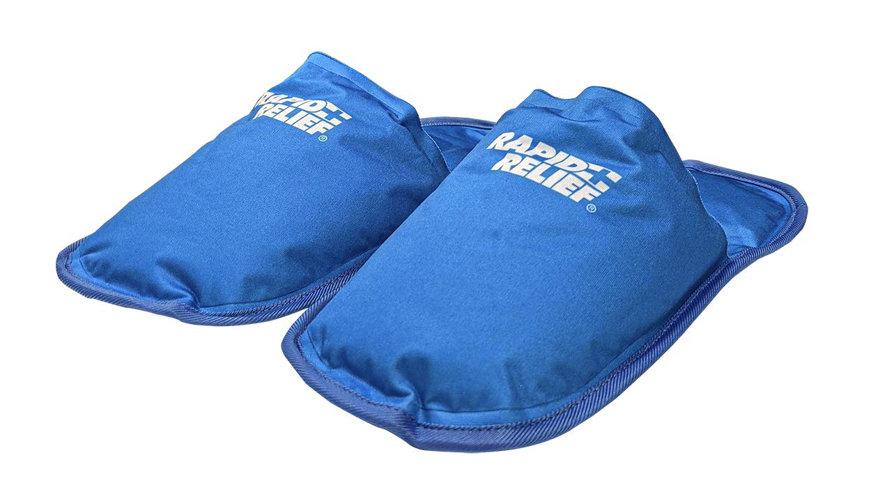 Rapid Relief RA11550 Premium Reusable Hot And Cold Gel Slippers 5"x12" Hot Therapy/Cold Therapy/Swollen Feet, Blue