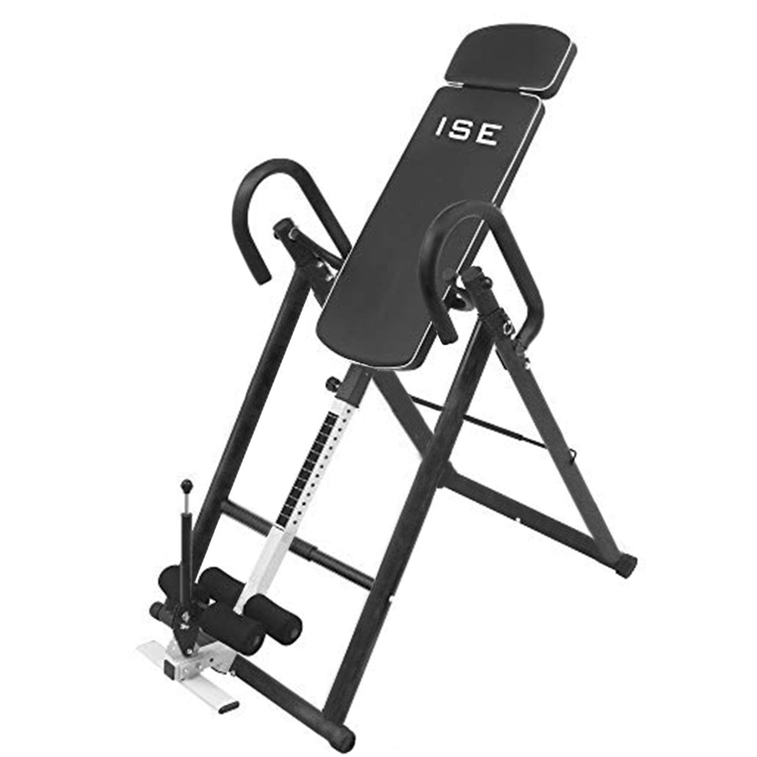 ISE Inversion Table Adjustable Foldable Inversion Machine, Exercise Equipment Reduce Back/Neck Pain, with Comfort Backrest, Height up to 185cm, Max 100kg, SY-ES1012