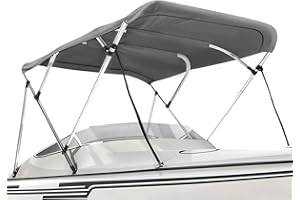 Seal Skin Covers 3 Bow / 4 Bow Bimini Top for Boats, Marine Grade Waterproof Canopy Cover with Frame, Durable Sun Shade Cover, Mounting Hardware, Rear Straps & Storage Boot