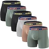 SUMABA Men's Underwear Moisture Wicking Bamboo Viscose Boxer Briefs M L XL 2XL 3XL