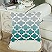 CaliTime Pack of 2 Canvas Throw Pillow Covers Cases for Couch Sofa Home Decor Modern Gradient Quatrefoil Accent Geometric 18 X 18 Inches Gray to Teal