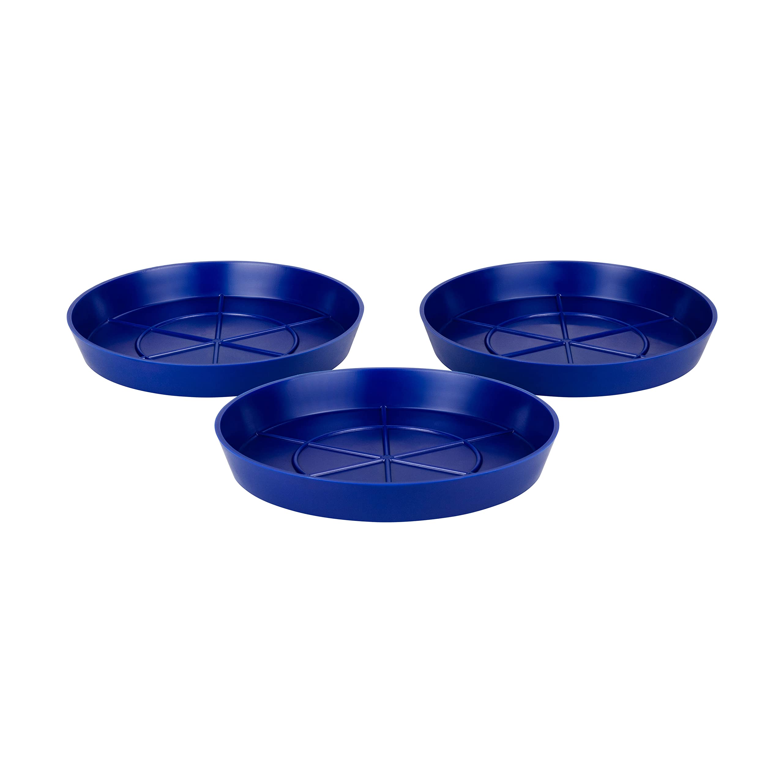 Hum Flowerpots Pack of 3 Saucers, Sturdy Drip Trays, Choice of Size and Colour, for Outdoor/Indoor Plant Pots - 19cm Blue