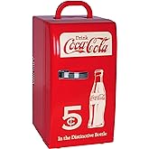 Coca Cola Mini Fridge - Refrigerator for Bedroom Office, Portable Table Top Beverage Cooler, 12V 110V Refrigerador For Drink, Soda, Wine, Use In Car, Dorm, Outdoor, Patio,18 Can