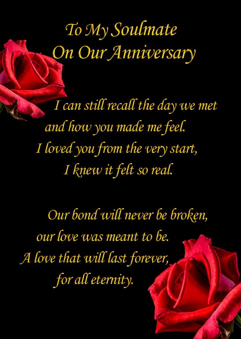 To My Soulmate Anniversary Verse Poem Greeting Card Amazon Co Uk Office Products