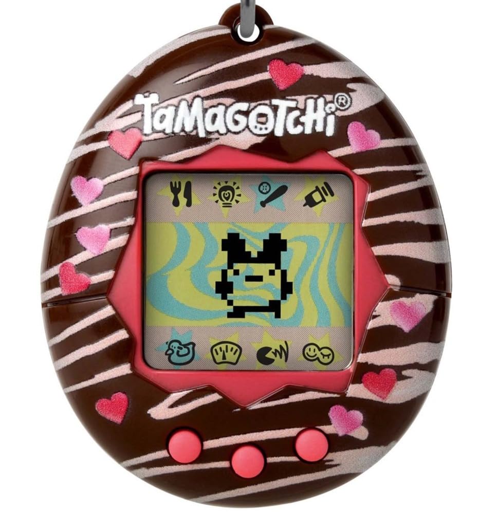 TAMAGOTCHI Bandai Original Chocolate Shell Original Cyber Pet 90s Adults and Kids Toy with Chain | Retro Virtual Pets are Great Boys and Girls Toys or Gifts for Ages 8+