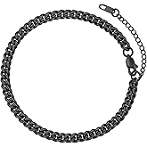 FaithHeart Ankle Bracelets for Women Silver Anklets for Women Waterproof Stainless Steel Miami Cuban Link/Beaded/Figaro Anklets Adjustable Length Summer Beach Foot Jewelry with Gift Box