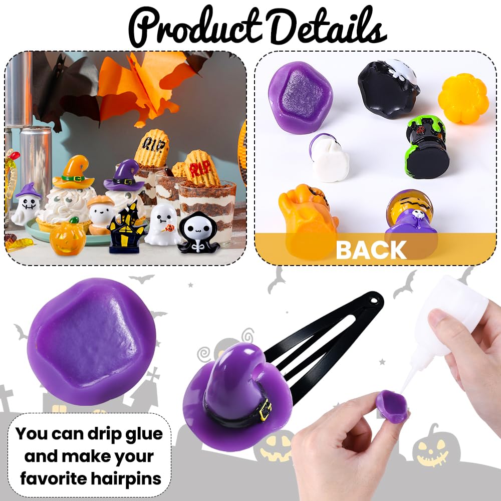 32pcs Halloween Mini Resin Figures 32 Styles Tiny Resin Animals Little Small Figures to Hide Pumpkin Ghost Skull Miniatures Bulk for Halloween Party Favors Bag Fillers Garden Dollhouse Decor