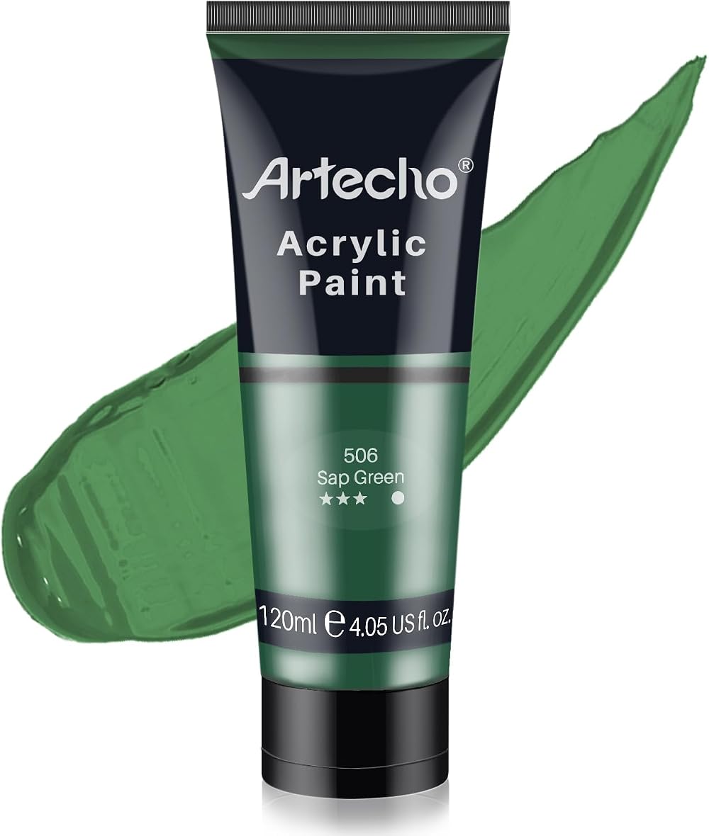 Artecho Sap Green Acrylic Paint 120ml 4.05oz Tube for Canvas Wood Fabric
