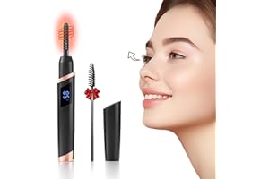 MGKO Heated Eyelash Curler for Women - Rechargeable Electric Eyelash Curler with 4 Heat Settings,Long-Lasting Curling Tool Includes Eyelash Brush,LED Display,Best for Women's Makeup (Black)