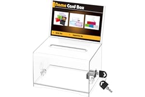 Cokvok Suggestion Box, Acrylic Donation Ballot Box with Lock and Sign Holder, Clear Vote Box Ticket Box Drawing Box, Best Box for Survey, Raffle, Contest, 6.2x4.7x4 inch