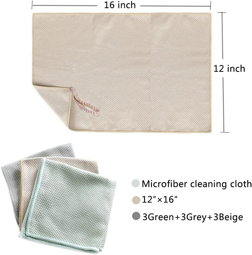 Lumirio Microfiber Cleaning Cloths Lint-Free Quick-Dry Absorbent Household Dish Rags with Hanging Loop( 9 Pack,12inch×16inch): Kitchen & Dining