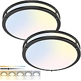 hepside 2 Pack Flush Mount Ceiling Light Fixture, Dimmable & 5CCT Ceiling Light Black, 13inch 24W 3000K 3500K 4000K 5000K 650