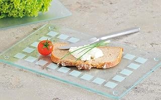 Glas Schneideplatte mit satiniertem Muster, Küchen Schneidebrett, in 2 Größen, Servierbrett (1x Mittel 30x20cm)