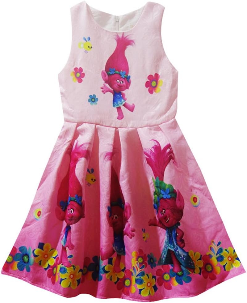 ZHBNN Trolls Little Girls Princess Dress Cartoon Party Dress cosplay clothes