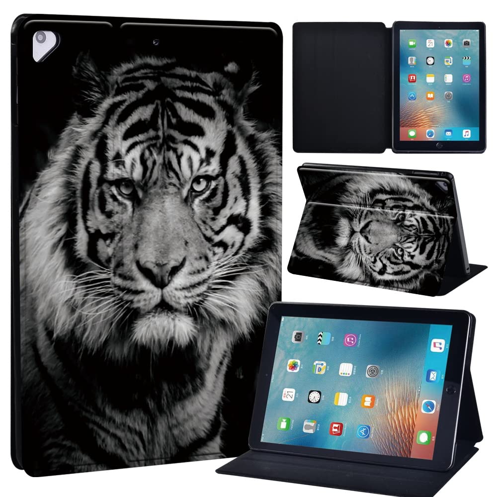 Leather slim lightweight Stand Cover Case for Apple New iPad 9.7 2018 2017(6th Gen, 5th Gen)/iPad Air 2/iPad Air/iPad Pro 9.7 Tablet with Auto Wake/Sleep (Tiger)
