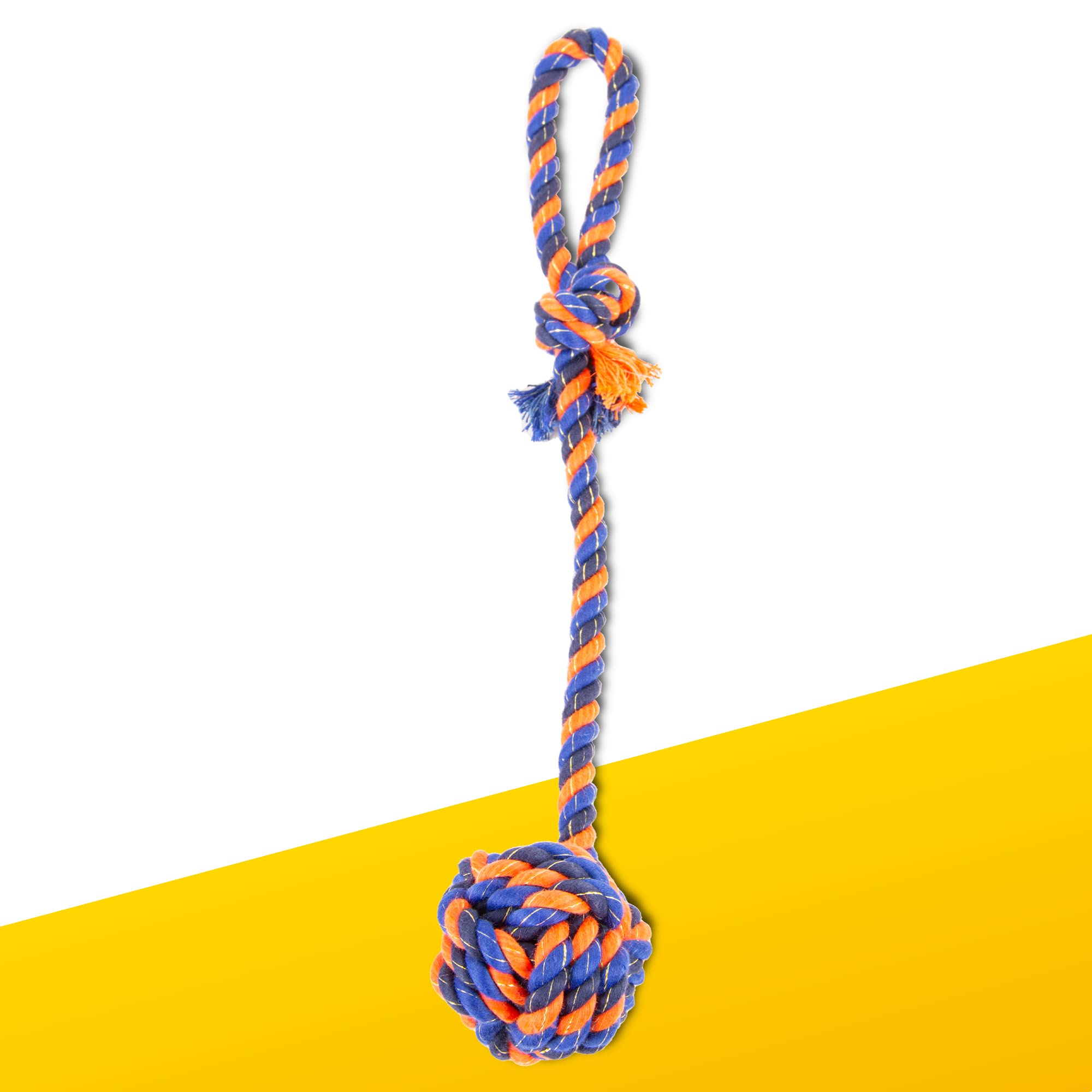 PawPride Double-Handled Bone and Rope Ball Tug Toy for Dogs: Fun and Interactive Playtime