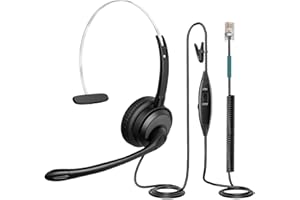 VOISTEK Phone Headsets for Office Phones, Telephone Headset for Office Phones and landline Phone (RJ9 Jack) with Noise Cancelling Mic Compatible with Polycom Plantronics Nortel Toshiba Mitel ShoreTel etc