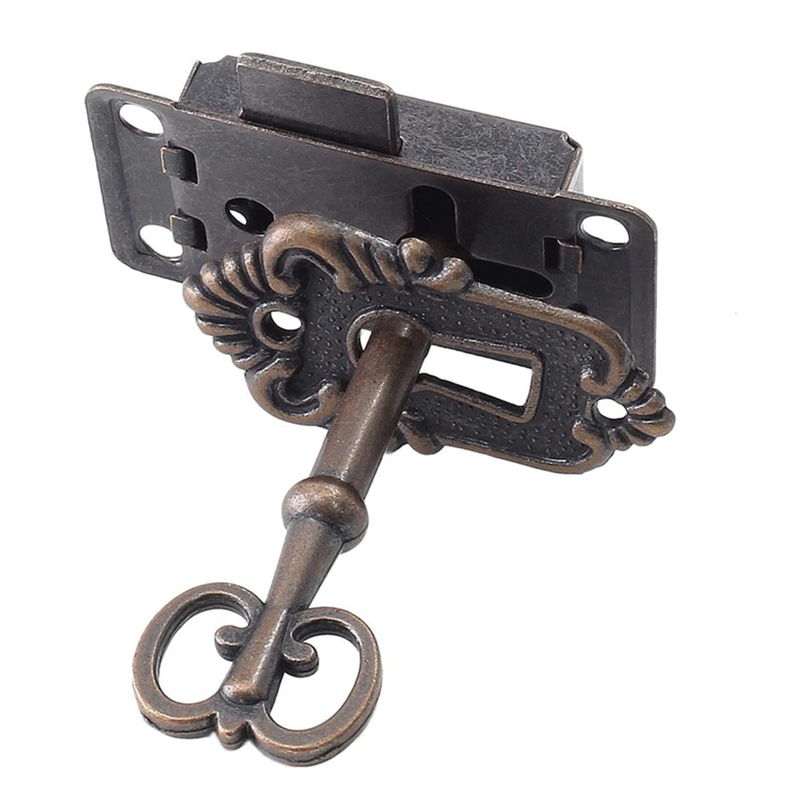tooloflife Cabinet Lock Set with Key Antique 2 Types Vintage Style Bronze Cabinet Lock Jewelry Makeup Case Furniture Door Drawer Lock