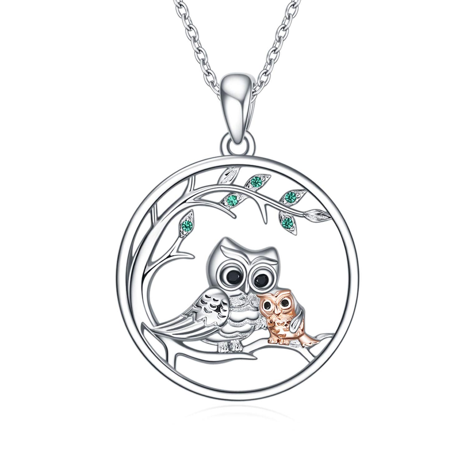 YFN Owl Necklace 925 Sterling Silver Mother Daughter Pendant Jewellery Gifts for Women Mum Girls โ image 1