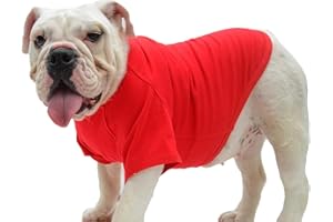Lovelonglong Bulldog Clothes Dog Clothing Blank T-Shirt Tee Shirts for French Bulldog English Bulldog American Pit Bull Pugs 100% Cotton Skin Care Red B-L