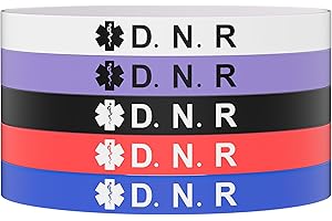 PMORMYY 5PCS Medical Alert Bracelet for Men Women, Medical Alert ID Silicone Wristband for Diabetic D.N.R Pacemaker Epilepsy