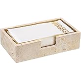 Sumnacon Guest Towel Holder for Bathroom, 9.9" x 5.6", Natural Travertine Guest Towel Napkin Holder Rectangle Paper Hand Towel Tray, Flat Dinner Napkin Holder for Table, Countertop, Bathroom Vanity