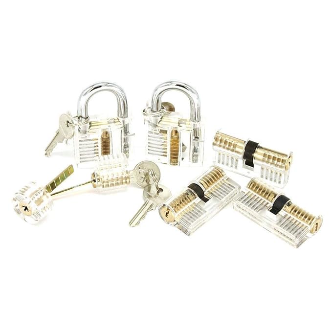 ValueHall Lockpicking Übungsschloss Set mit 7 Transparentem Trainingsschlössern Schloss für Anfänger und Profisrleicht V7030-