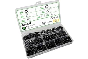 AVRESTYPT 635PCS Internal Tooth Star Lock Washers, M3 M4 M5 M6 M8 M10 M12 Quick Speed Locking Washers Assortment Kit, Steel Black Oxide Finish Push on Locking Washer, Fasteners Assortment Kit